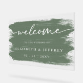 Moderne Sage Brush Strokes Wedding Willkommen Acrylschild (Winkel)