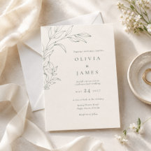 Moderne Sage-Elfenbein-Botanische-Hochzeitseinladu