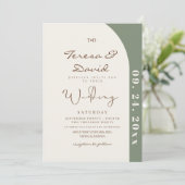 Moderne Sage-Foto-Hochzeit Einladung (Stehend Vorderseite)