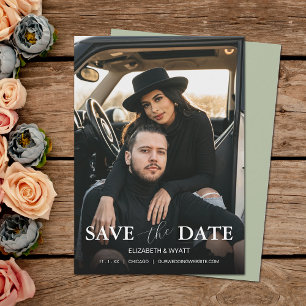 Moderne Sage Foto Hochzeit Save The Date