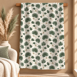 Moderne Sage Gold-Tropenpalmenblattdecke Sherpadecke