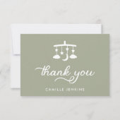 Moderne Sage Green Baby Dusche Dankeskarte (Vorderseite)