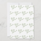 Moderne Sage Green Baby Dusche Einladung (Rückseite)