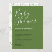 Moderne Sage Green Baby Dusche Einladung (Vorne/Hinten)