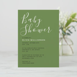 Moderne Sage Green Baby Dusche Einladung