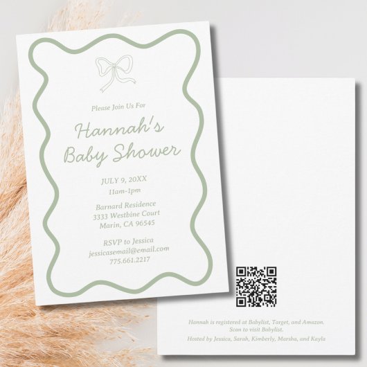 Moderne Sage Green Baby Dusche Einladung