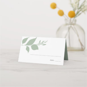 Moderne Sage Green Blätter Hochzeit Platzkarte
