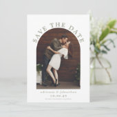 Moderne Sage Green Boho Arch Foto Hochzeit Save The Date (Stehend Vorderseite)