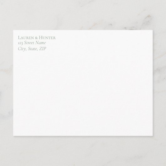 Moderne Sage Green Botanic No Menu UAWG Postcard Einladungspostkarte (Rückseite)