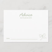 Moderne Sage Green Bow Babyduschkarte Begleitkarte (Vorderseite)