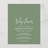 Moderne Sage Green Budget Kinderdusche Einladung (Vorderseite)