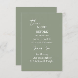 Moderne Sage Green die Nacht vor der Hochzeit Dankeskarte