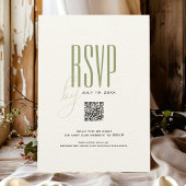 Moderne Sage Green & Ecru Simple QR Code Hochzeit Einladung