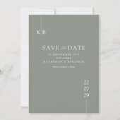 Moderne Sage Green Elegant Monogram Wedding Save The Date (Vorderseite)