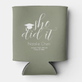 Moderne Sage Green Elegante Schriftartes Grad Part Dosenkühler (Vorderseite)