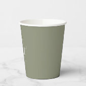 Moderne Sage Green Elegante Schriftartes Grad Part Pappbecher (Links)