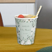 Moderne Sage Green Floral Baby Dusche Pappbecher