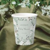 Moderne Sage Green Floral Baby Dusche Pappbecher
