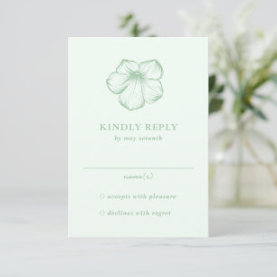 Moderne Sage Green Floral Elegante Hochzeit RSVP Karte