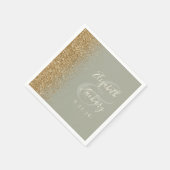 Moderne Sage Green Gold Glitzer Hochzeit Serviette (Ecke)