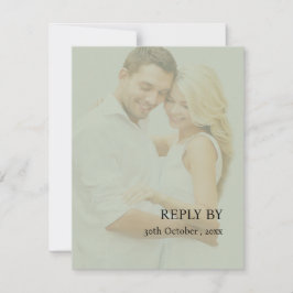 Moderne Sage Green Imitats Vellum Foto Hochzeit RSVP Karte