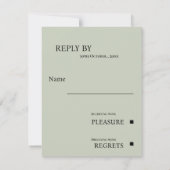 Moderne Sage Green Imitats Vellum Foto Hochzeit RSVP Karte (Rückseite)