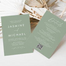 Moderne Sage Green in einem QR-Code Hochzeit