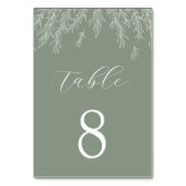Moderne Sage Green Minimal Blätter Hochzeit Tischnummer (Rückseite)