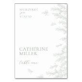 Moderne Sage Green Minimal Blätter Platzkarte Tischnummer (Vorderseite)