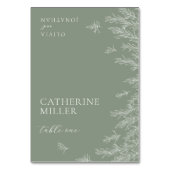 Moderne Sage Green Minimal Blätter Platzkarte Tischnummer (Vorderseite)