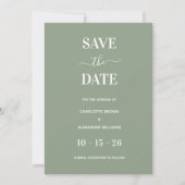 Moderne Sage Green Minimal sparen das Datum Save The Date (Vorderseite)