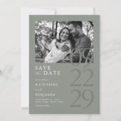 Moderne Sage Green Minimalistisch Foto Hochzeit Save The Date (Vorderseite)