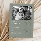 Moderne Sage Green Minimalistisch Foto Hochzeit Save The Date