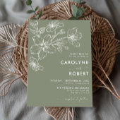 Moderne Sage Green Minimalistisch Hochzeitseinladu Einladung