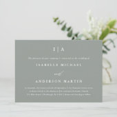 Moderne Sage Green Monogram Foto Hochzeit Einladung (Stehend Vorderseite)