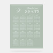 Moderne Sage Green Monogram Script Hochzeitssitz Acrylschild (Vorderseite)