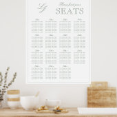 Moderne Sage Green Monogram Script Hochzeitssitz Poster (Küche)