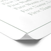 Moderne Sage Green Monogram Script Hochzeitssitz Poster (Ecke)