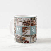 Moderne Sage Green Multi Foto Collage Keepake Kaffeetasse (Vorderseite Links)