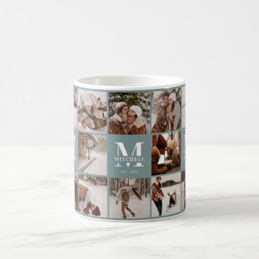 Moderne Sage Green Multi Foto Collage Keepake Kaffeetasse (Mittel)