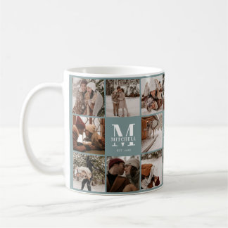 Moderne Sage Green Multi Foto Collage Keepake Kaffeetasse