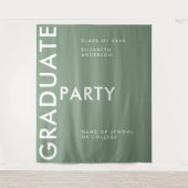 Moderne Sage Green personalize Abschluss Backgroun Wandteppich (Vorderseite)
