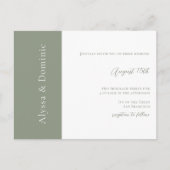 Moderne Sage Green QR Code UAWG Online Hochzeit Postkarte (Vorderseite)