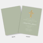 Moderne Sage Green Religious Cross Bestätigung Einladung