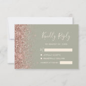 Moderne Sage Green Rose Gold Glitzer Edge RSVP Car (Vorderseite)