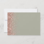 Moderne Sage Green Rose Gold Glitzer Edge RSVP Car (Rückseite)