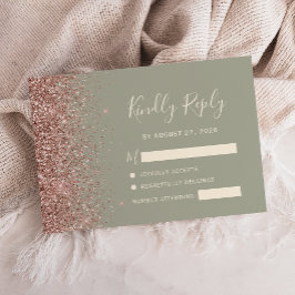 Moderne Sage Green Rose Gold Glitzer Edge RSVP Car