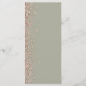 Moderne Sage Green Rose Gold Glitzer Edge Wedding Menükarte (Rückseite)