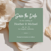 Moderne Sage Green Save the Date QR Hochzeit Einladung