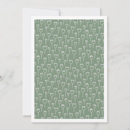 Moderne Sage Green Script Baby Dusche Einladung (Rückseite)